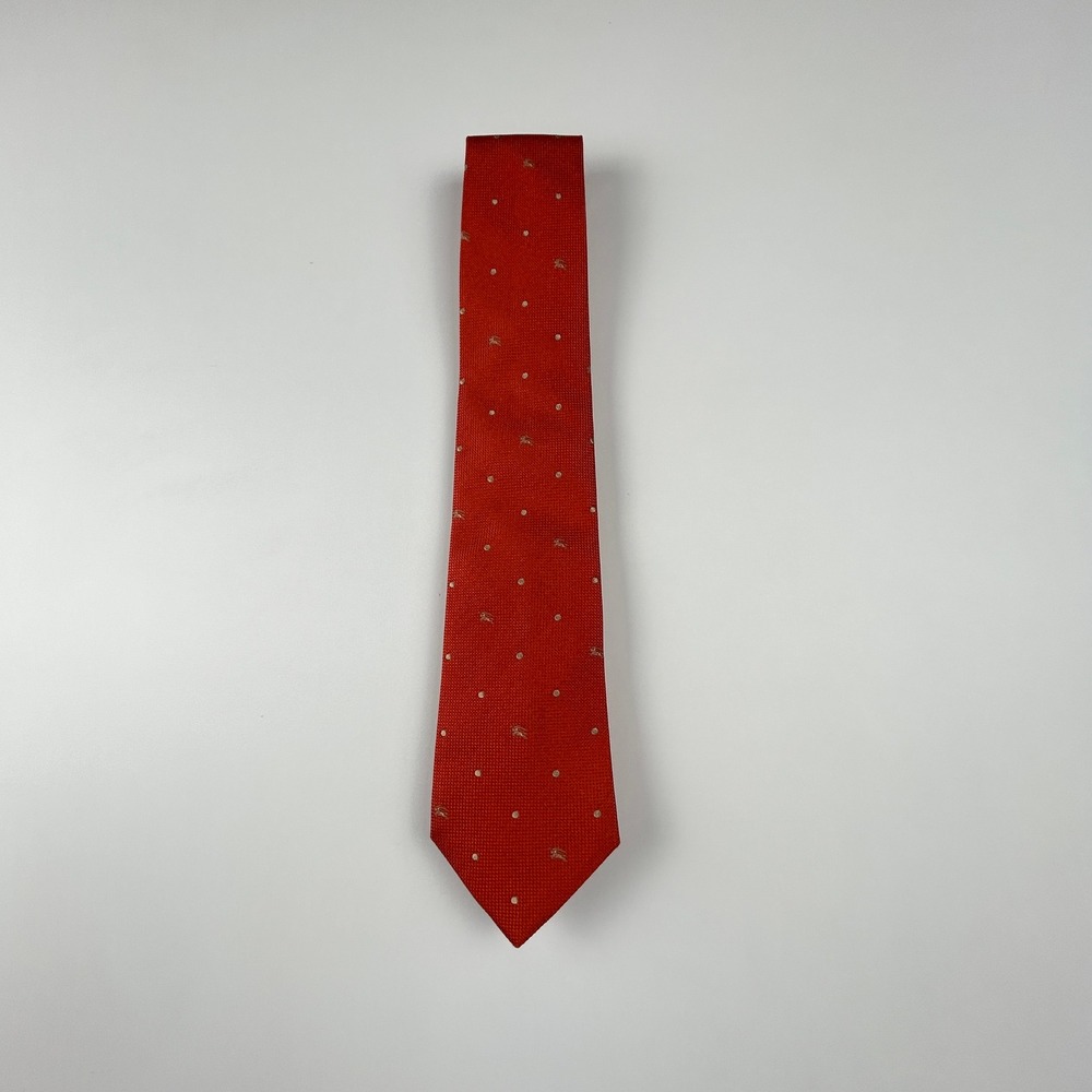 Burberry Orange Iconic Knight Logo 100% Silk Tie Italy
